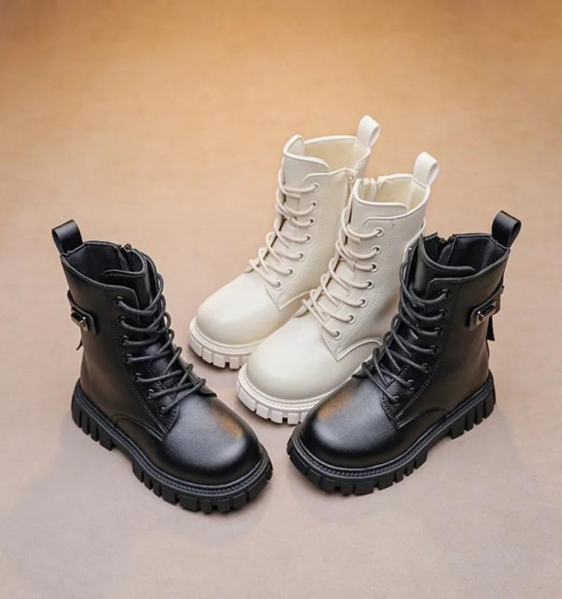 Fashionable Comfortable Cute Thick Bottom Horse Boots Autumn/Winter New Sweetheart Baby Girls' Round Head Sports Mid Leg Boots