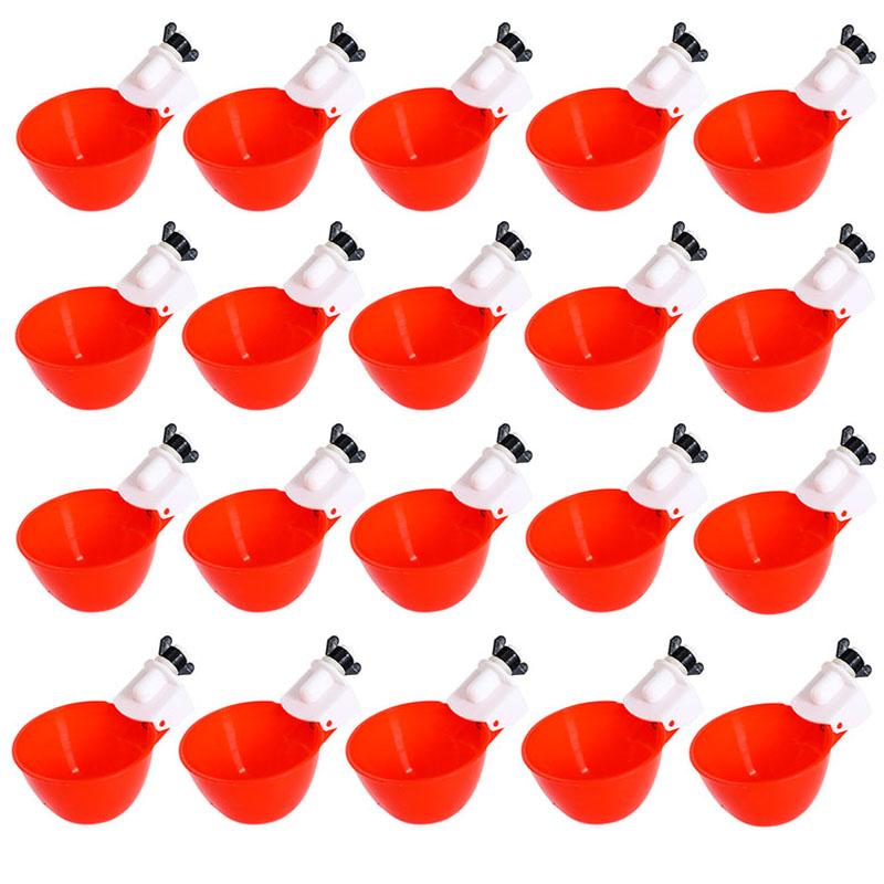 50 Pcs Automatic Chicken Drinker Bowl Duck Plastic Drinking Cup Chicken Feeder Bird Water Dispenser Poultry Water Supply Device