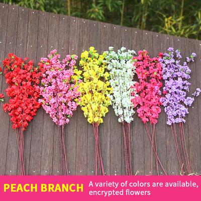 Artificial Peach Blossom Branch, Spring Plum Blossom, Silk Flower, Tree Decoration, Home, Wedding