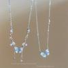 Ice Crystal Gradient Butterfly Tassel Necklace: Elegant Summer Clavicle Chain for Trendy Women.