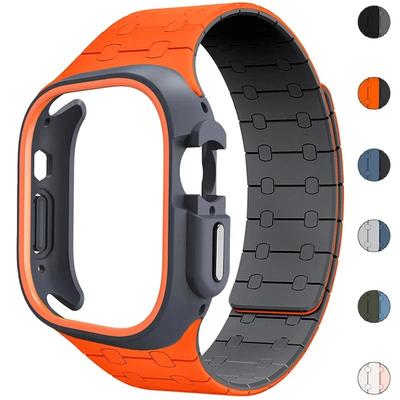 TPU Case+Silicone Strap for Apple Watch Band Ultra 2 49mm 45mm 44mm 41mm Protective Case Bracelet for Iwatch Series 9 8 7 6 5 4