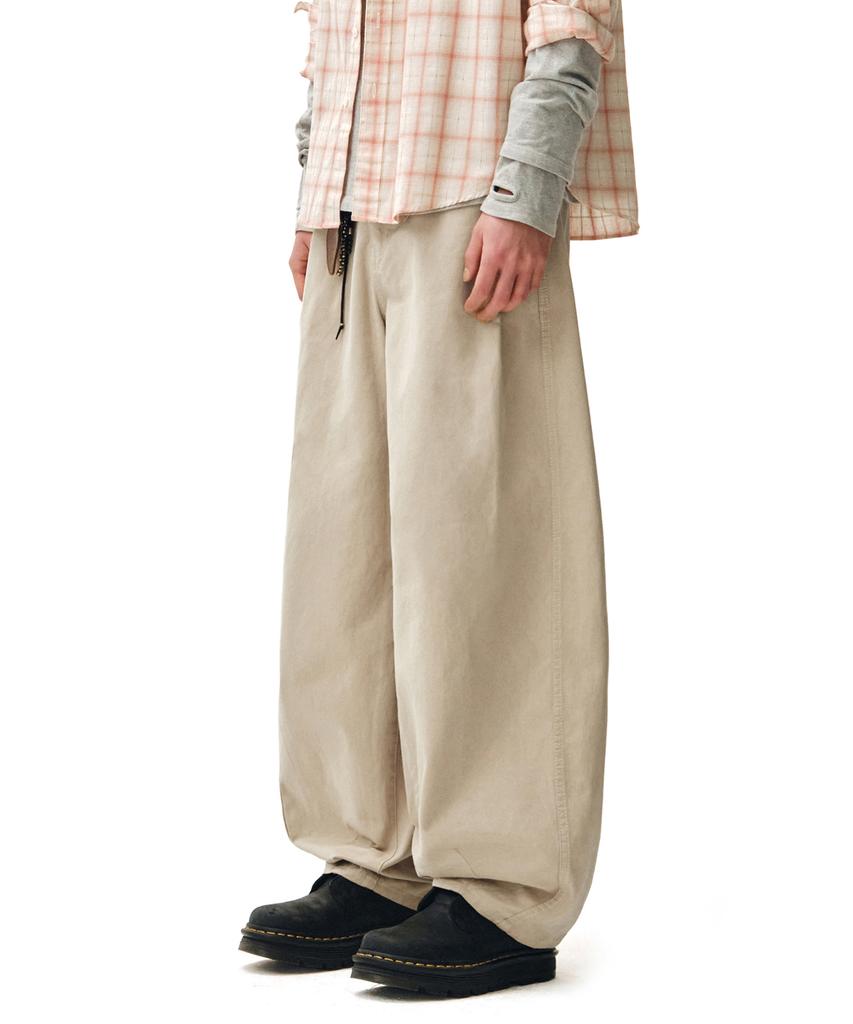 DECET Barrel Wide Leg Pants Dcpt071Beige