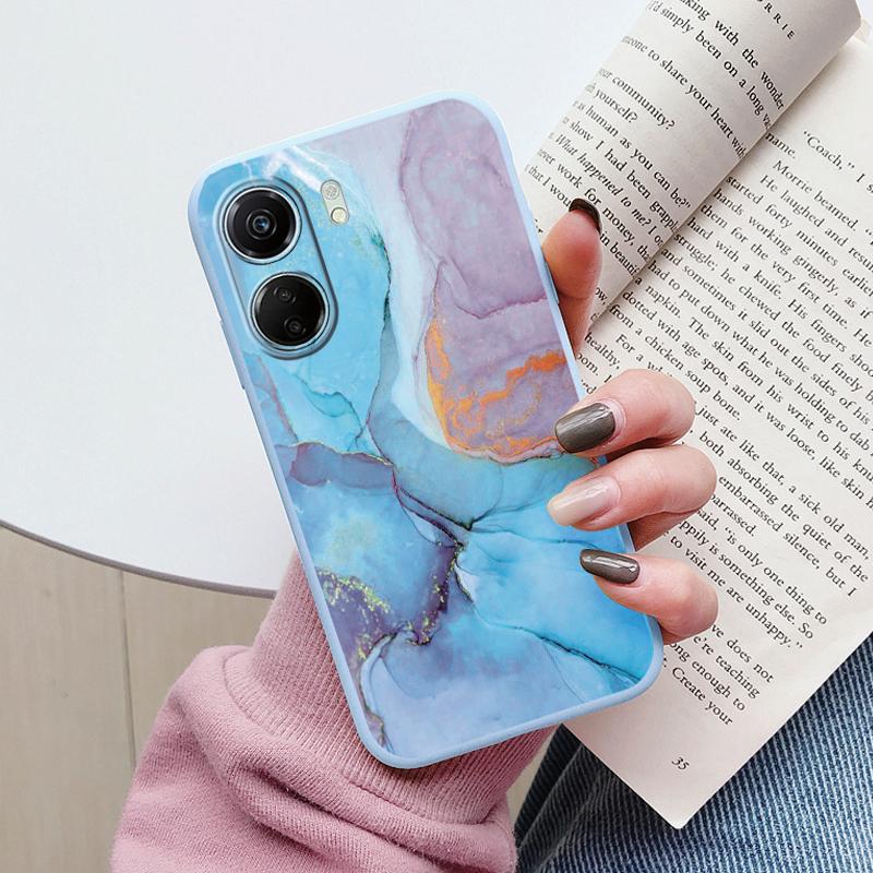 For Redmi 13C Pink Gold Marble Art Fashion Phone Case Soft Silicone Fundas Cover For Redmi13C 13 C Coque Matte Shockproof Bumper