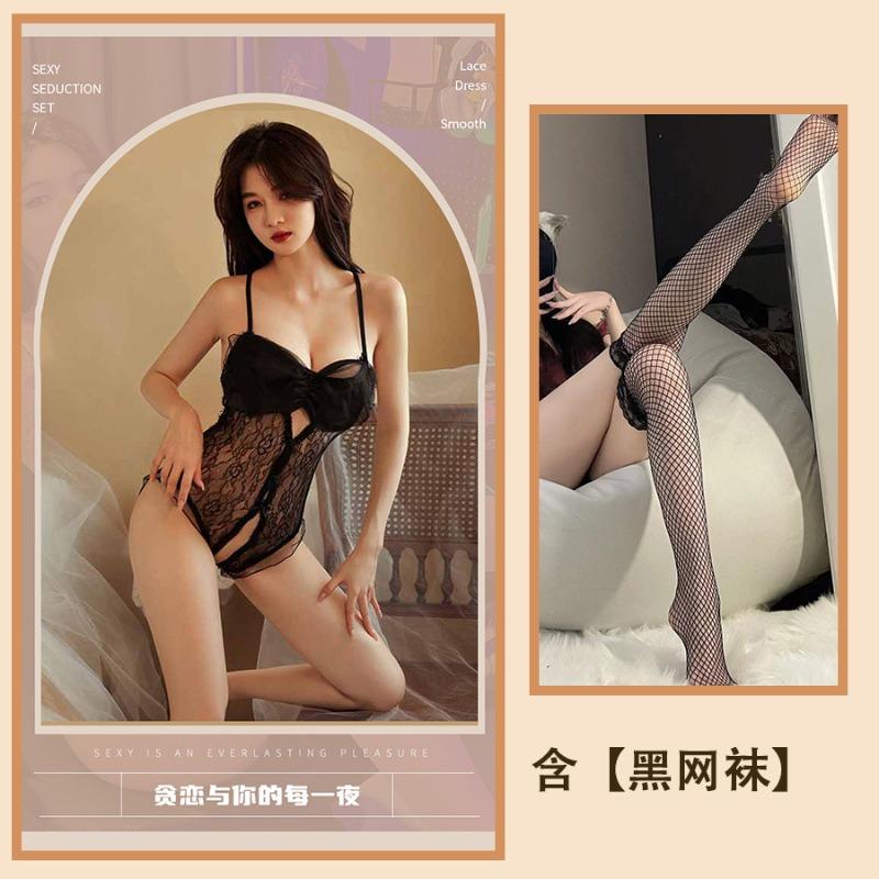 New sexy women's pajamas lace free suspenders bow onesie pure desire style hot suit