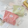 Girly Plaid Cosmetic Bag Large Capacity Travel Portable Women  Clutch Zipper Pouch Handbag Makeup Toiletries Storage Bags