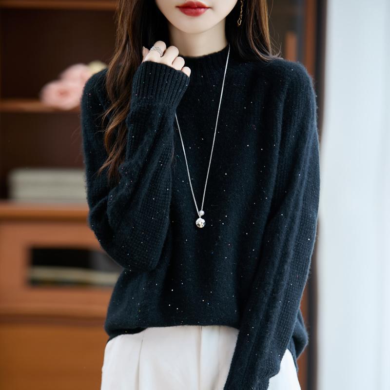 Damen Kaschmirpullover Qinghe Kaschmir 30% Kaschmir 70% Wolle Herbst- und Winterpullover warm und modisch