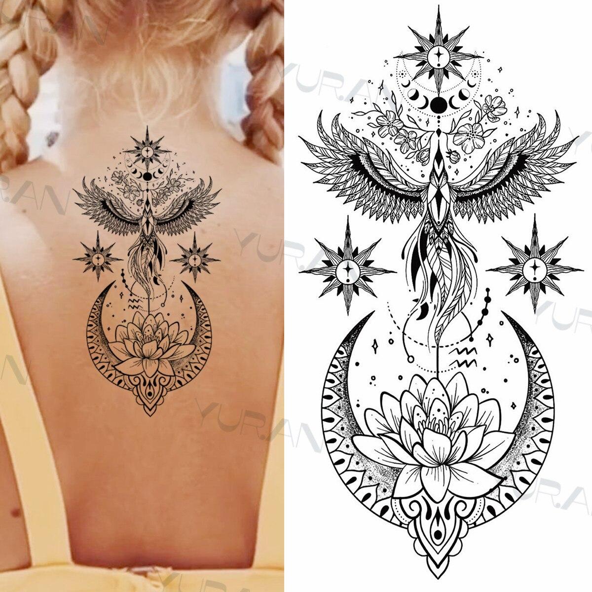 Tatuaggio temporaneo in pizzo farfalla rosa per donne adulte ciondolo elefante henné fiore luna adesivo tatuaggio braccio impermeabile tatoo falso