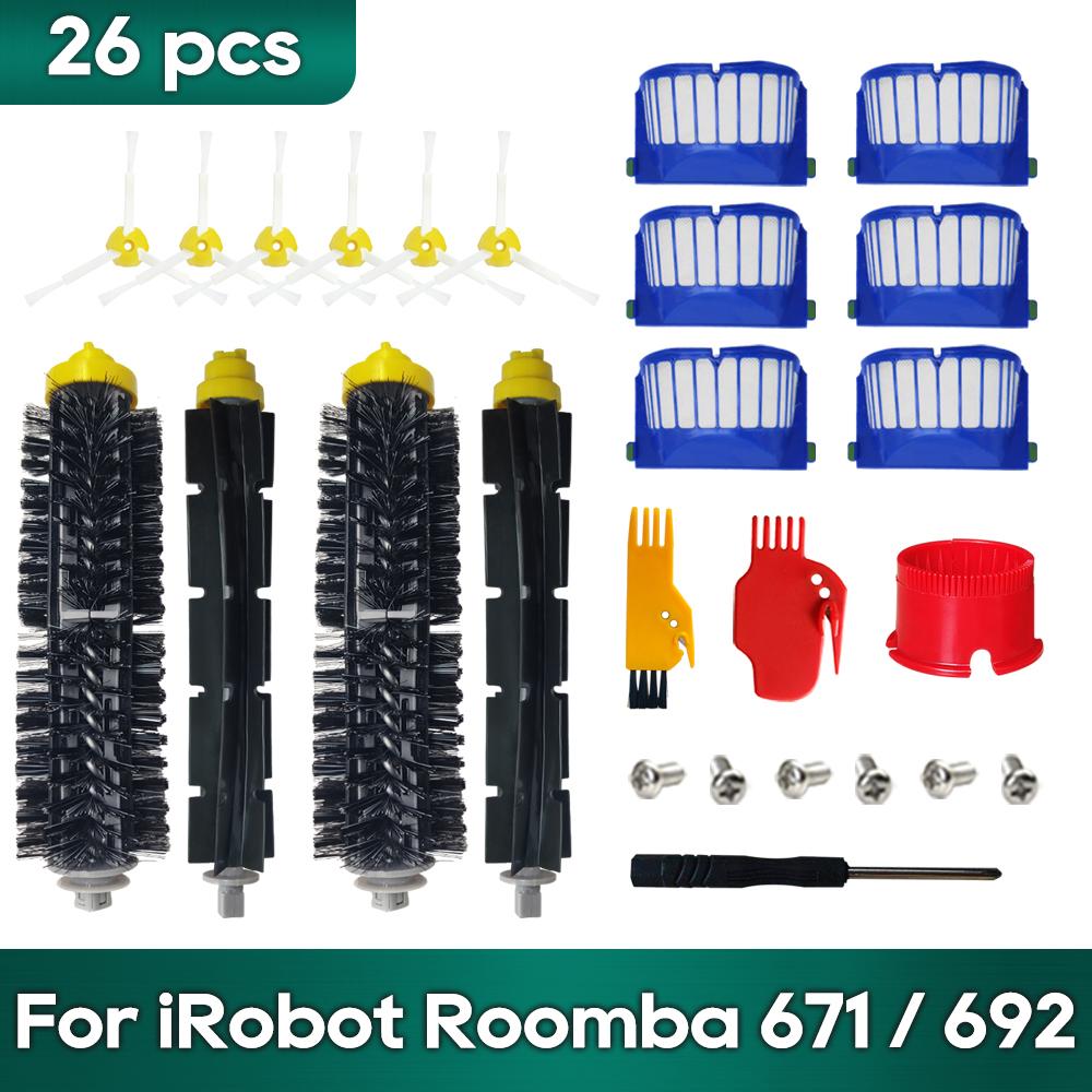 Compatible For iRobot Roomba 692/671/660/651/650/630/620/614 Accessories Parts Kit Robot Vacuum Main Side Brush Hepa Filter