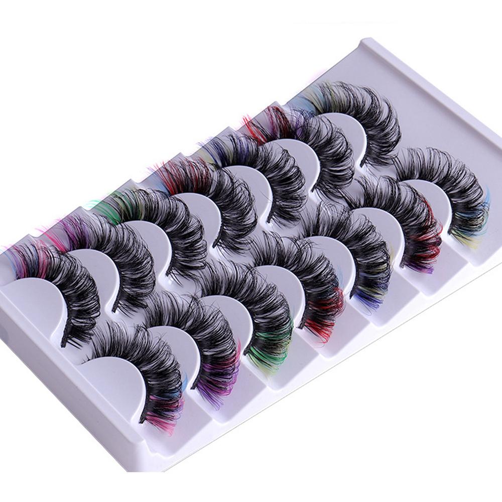 

7 пар красочных накладных ресниц 3D норковые цветные завитки пушистые ресницы русские объемы натуральные толстые пушистые наращивание ресниц