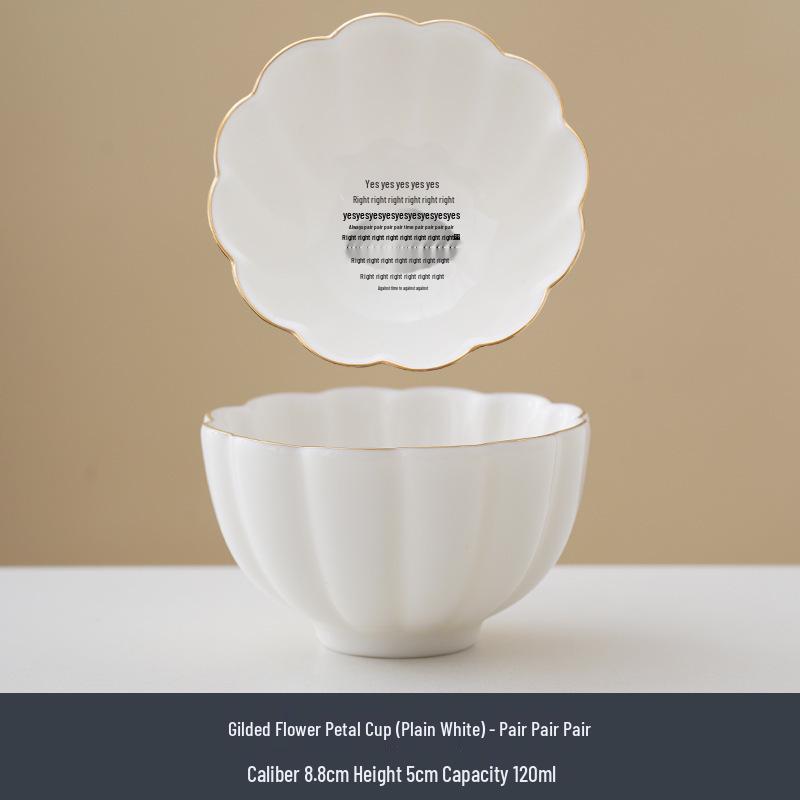 Jade White Porcelain Tea Cup with Flower Petal Design - Ceramic Tea Set for Women