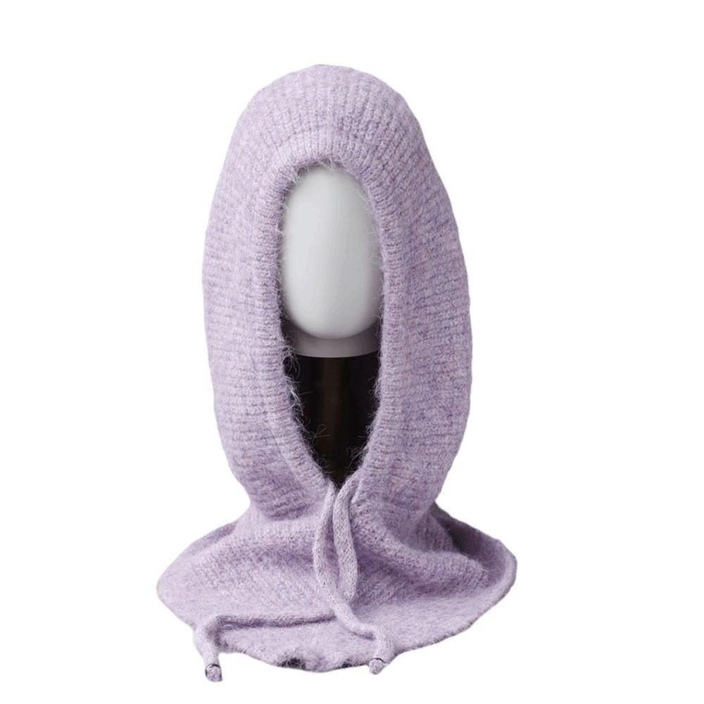 Thick Yarn Winter Balaclava Hat Ear Protection Integrated Scarf Cap Cute Knit Hood  Skiing Trip