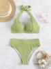 Zhiheng 25622 European and American High-Waist Halter Bikini Swimwear