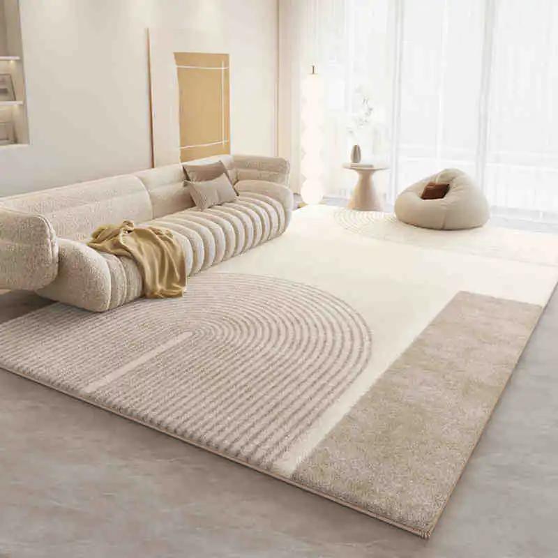 Soft Cream-Colored Thickened Non-Slip Carpet Plush Rug for Living Room Bedroom Home Sofa Coffee Table Anti-Cold Floor Mat
