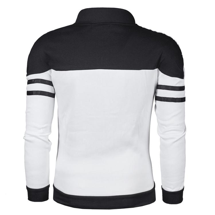 Men's Casual Color Block Fleece Hoodie with Webbing Design