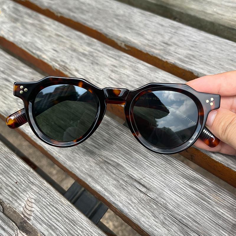 Occhiali da Sole in Acetato di Alta Qualità per Uomo Donna Montature Ovali Rotonde Stile Giapponese Designer Occhiali da Guida Viaggio UV400