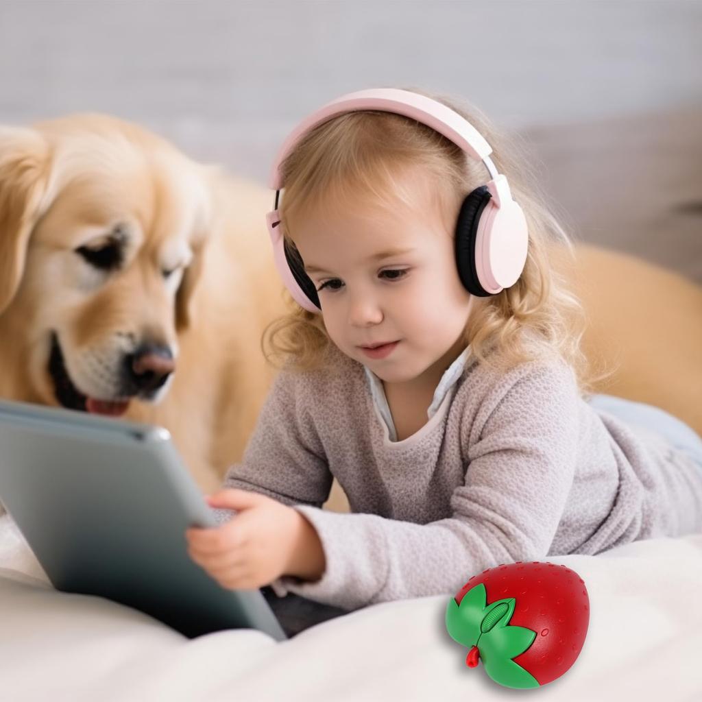 Wireless 2.4G & Bluetooth Dual-Mode Mouse, Strawberry Mouse Style, Lightweight, 3 Buttons, 1200 DPI Optical, Cute, Kids' Wireless Mouse, Compatible