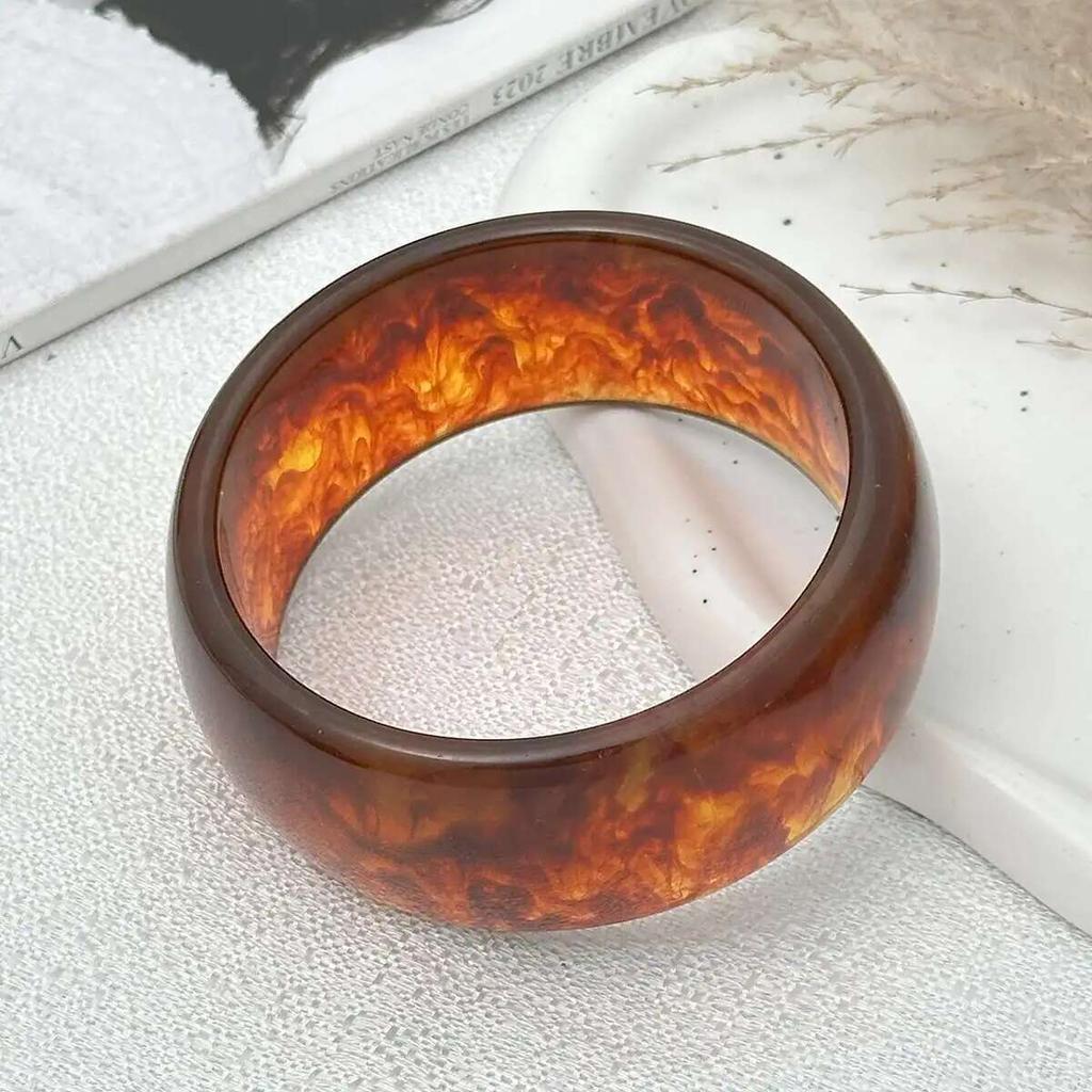 IngeSight.Z Vintage Exaggerated Resin Wide Bangles Women Fashion Hip Hop Geometric Heavy Metal Bracelet Wrist Jewelry Men Gifts