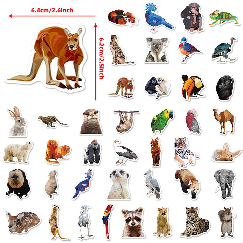 50 Realistic Small Animals Cute Wind Stickers Pack Outdoor Waterproof Stickers Suitable for Computer Water Cup Skateboard