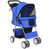 Dog Pram, Pet Stroller with Reflective Strips, Foldable Cat Stroller with 360 Degrees Swivel Wheels, Blue