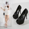 Spring and Autumn Shallow Mouth Heel Women's Shoes Waterproof Inner Table Heightening Fish Mouth Single Shoes Silk Cloth