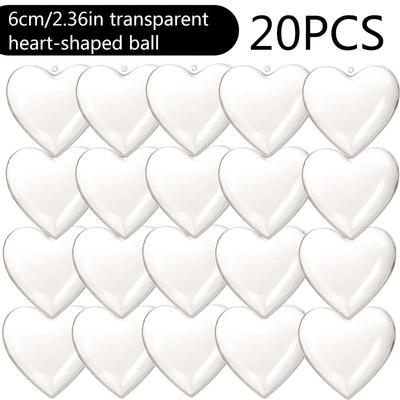 20 Valentine's Day Heart-Shaped Acrylic Ball Transparent Love DIY Decorative Pendant & Candy Box for Weddings Birthdays Gift Box