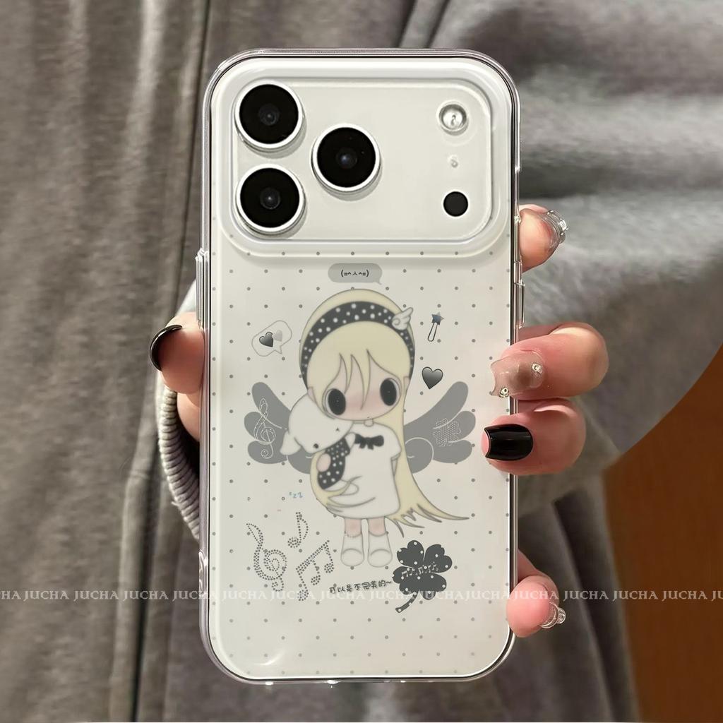 Applicable iPhone 11 case por fun cartoon iphone11 Korean ins premium sense 11 black angel girl