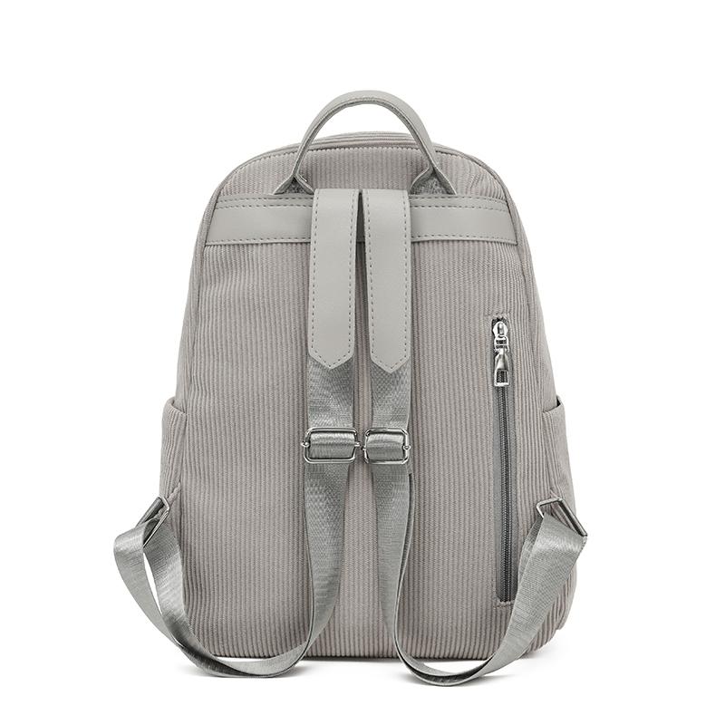 Lightweight Backpack Women's Large Capacity Commuter Travel Bag Corduroy Student Schoolbag