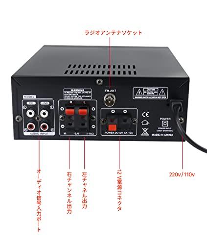 Compact Bluetooth Power Amplifier, 110V, 60W Stereo Amplifier, Black, with USB Input, Multi-EQ Remote Control, and Bluetooth 4.0 for Karaoke.