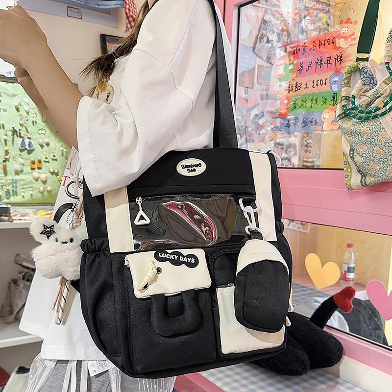High-value messenger bag women's 2025 new cute Japanese bar pain bag large-capacity transparent junior high school shoulder bag
