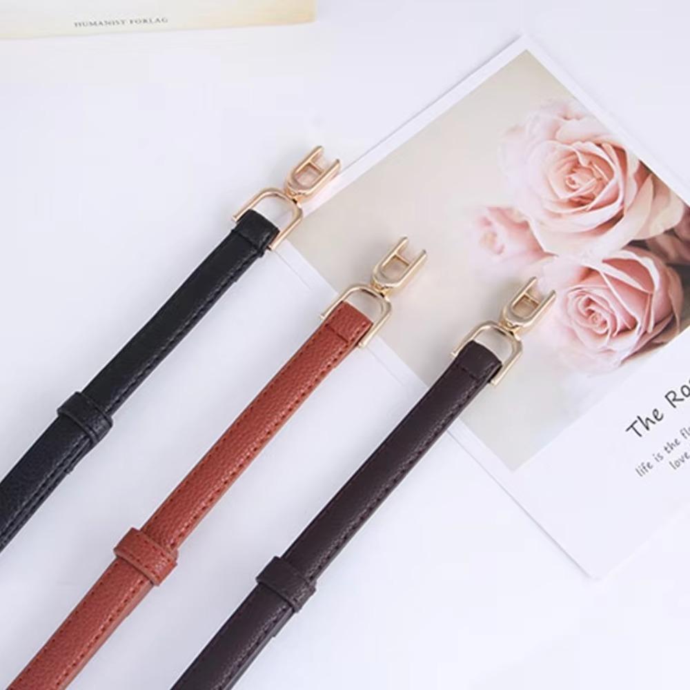 Adjustable Waistband Gold Color Buckle Skinny Waist Belts New Women's Thin Belt  Decorative Dress