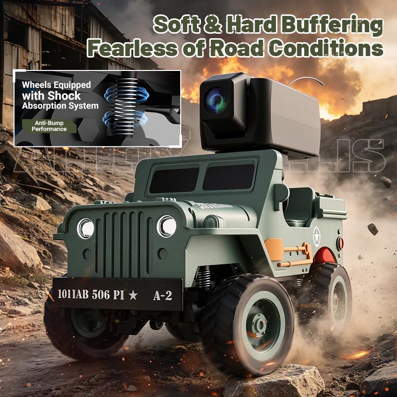 JJRC 1/64 RC Car 1941 JEEP WILLYS 2.4G 4WD RTR Crawler Climbing Scale Military Truck Off-Road Vehicle Toy Gift for Children.