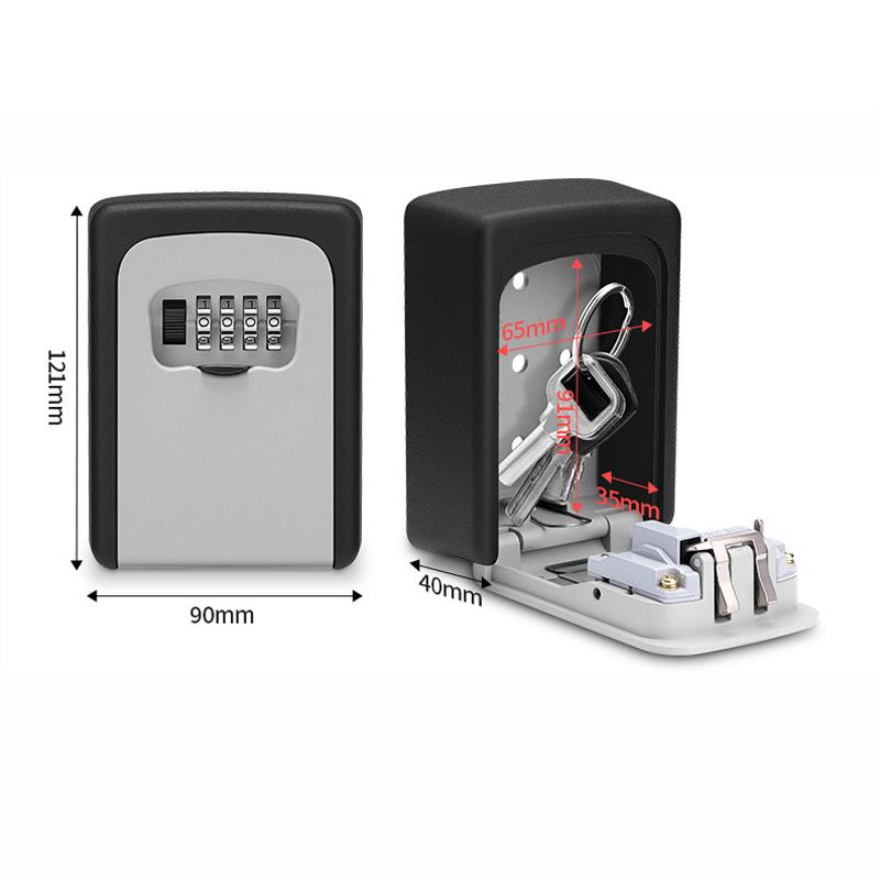 Metal Material Password Lock Storage Box Outdoor Waterproof Wall Mount 4 Digit Password Key Box Anti Theft Lock Safe Box