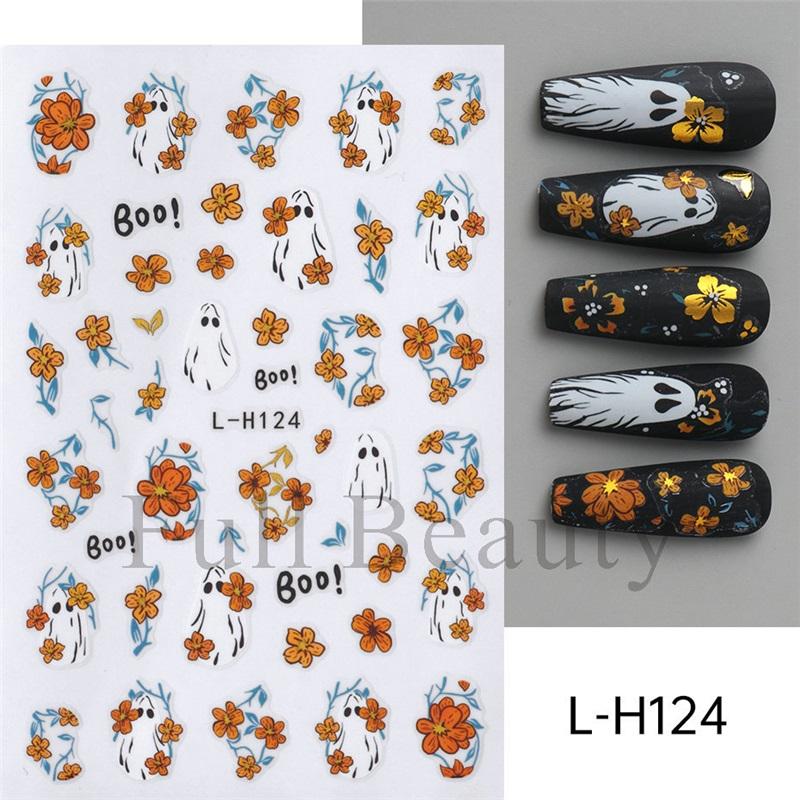 New nail art stickers ins Halloween cute flowers ghost mirror ghost bat adhesive nail stickers