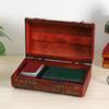 Wooden Trunk Faux Leather Handle Carrying Case Portable Storage Container For Jewelry Cosmetics And Collectibles