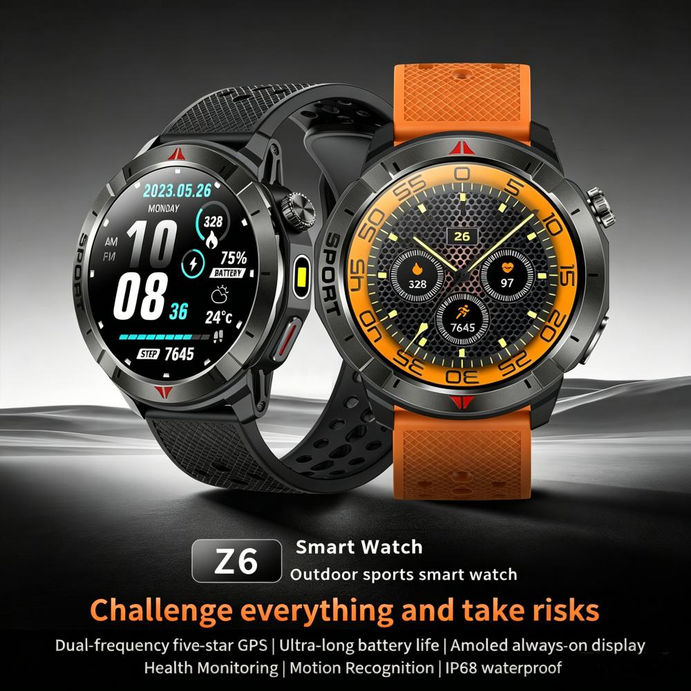 Android Smart Watch AMOLED Touch Screen BT Calling IP68 Waterproof Fitness Tracker Heart Rate Sleep Monitor Magnetic Charging