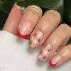 Quadratische Aufdrücknägel French Tip Kunstnägel Klebt auf Nagel Erdbeer-Designs Künstlicher Nagel Acrylnagel Aufklebenagel