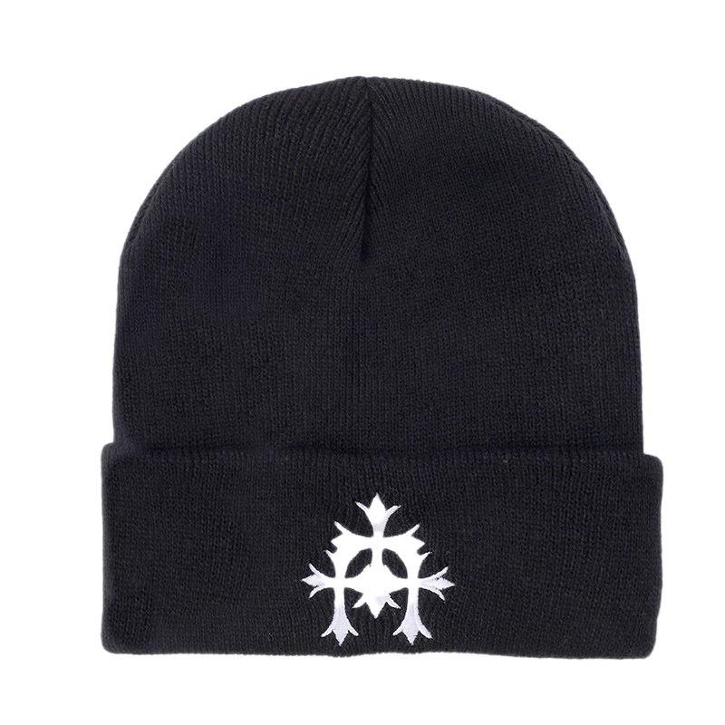 Knitted Hat Autumn and Winter New Embroidered Cross Pullover Hat Men's Personality Street Hip Hop Cold Hat Women's Tide