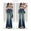 High Waist Flared Jeans Women Slim Fit Stretch Denim Pants Black Grey Vintage Blue Winter