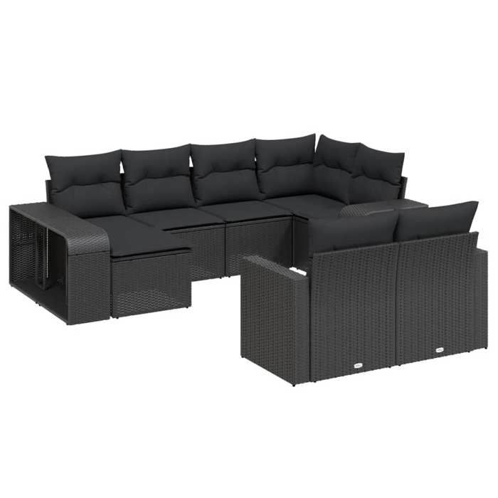 VidaXL Garden Lounge Set with Cushions 10 Pcs, Patio Sofas, Patio Furniture Set, Outdoor Furniture, Black 3228895