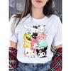 Hello Kitty and Friends Tshirt Womens Short Sleeved Top Yuguigou Kuromi Melody Cartoon Printed Harajuku Shirt Cotton