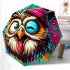 1pc Owl Art Auto Open/Close Cute Umbrella Sturdy Iron Frame, Compact Travel Umbrella - Perfect Gift for Women, Men, Birthdays, Anniversaries