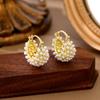 3D Small Rice Bead Basket Earrings: Fashionable and Versatile Ear Cuffs with Niche Light Luxury