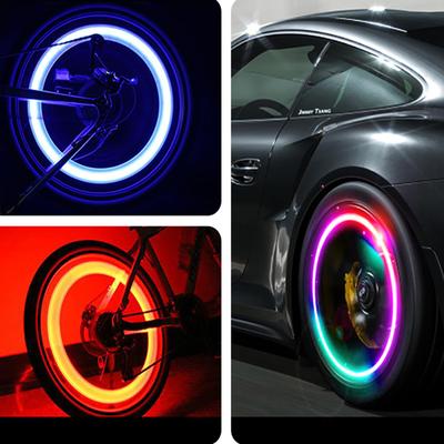 Okolní osvětlení auta, LED světla na pneumatiky, univerzální neonová lampa do auta, kryt ventilu, barevná blikající žárovka, dekorace