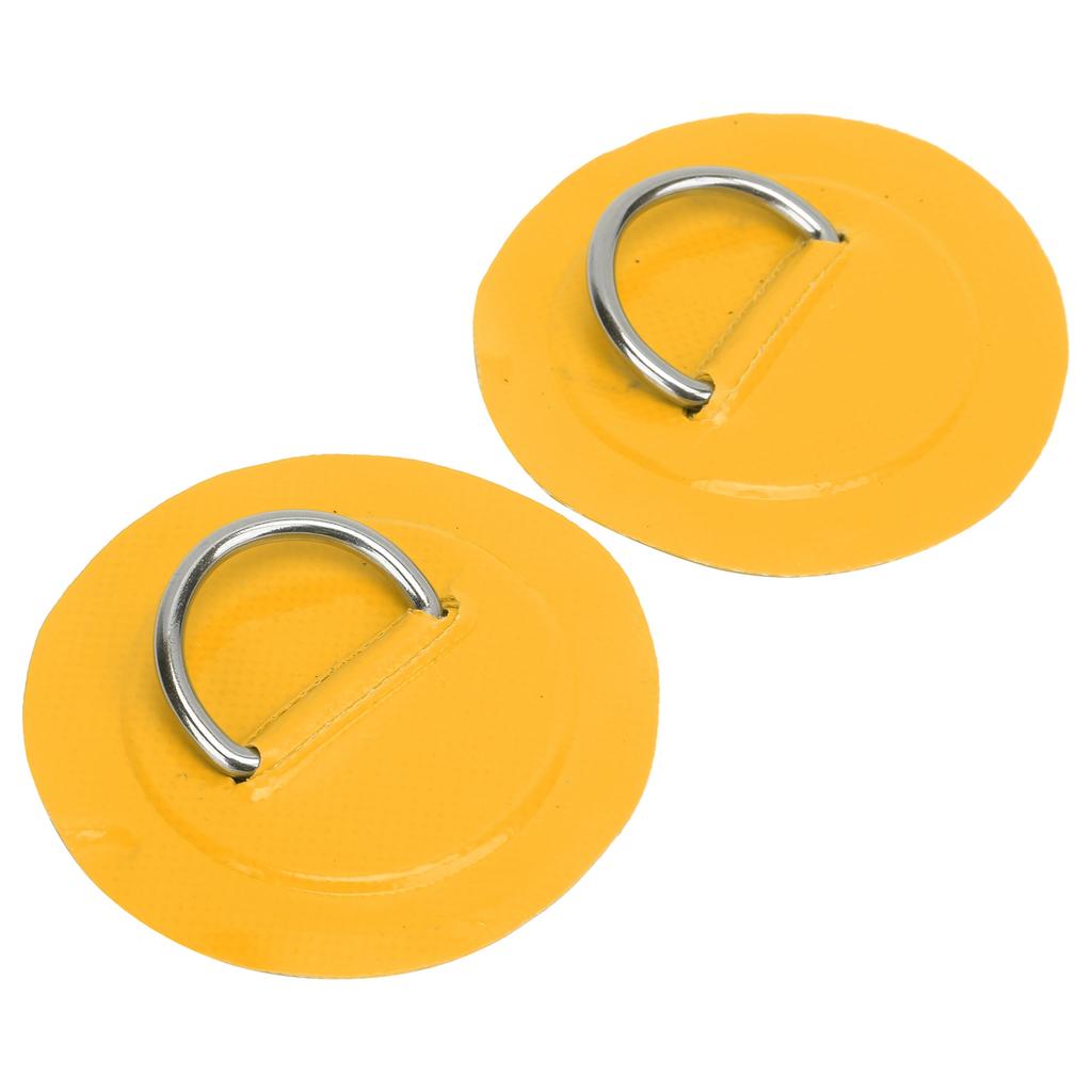 2 Pcs Inflatable Boat DRing Pad Patch PVC Durable Marine Stainless Steel Fixed Buckle(Yellow )