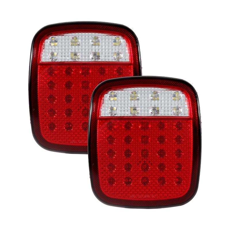 

2 шт. универсальные светодиодные автомобильные задние фонари, задние тормозные огни, поворотники, стоп-сигналы, задний ход для Jeep Wrangler TJ CJ JK, грузовика, прицепа, лодки, автофургона красный