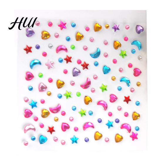 Colorful Adhesive Stickers Rhinestone for DIY Crafts Star Moon Gem Shiny Scrapbooking & Journaling Self-Adhesive Sparkling Gems Card Making Exquisite