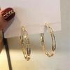 Luxury Female Big Hoop Earrings Fashion Gold Color Shiny Crystal Wedding Round Earrings Women’s Gift