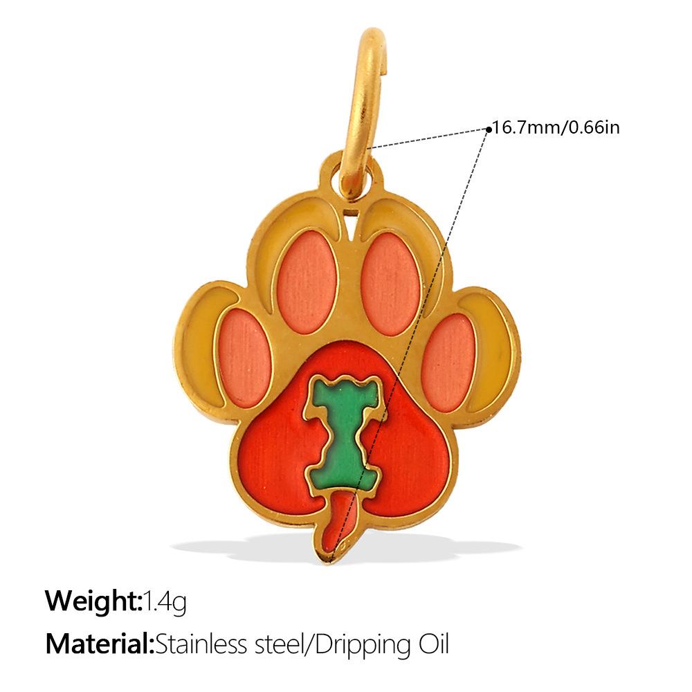 2Pcs Cartoon DIY Stainless Steel Drip Dog Paw Print Pendant Handmade Accessory Jewelry Gold Plated Charm Wholesale