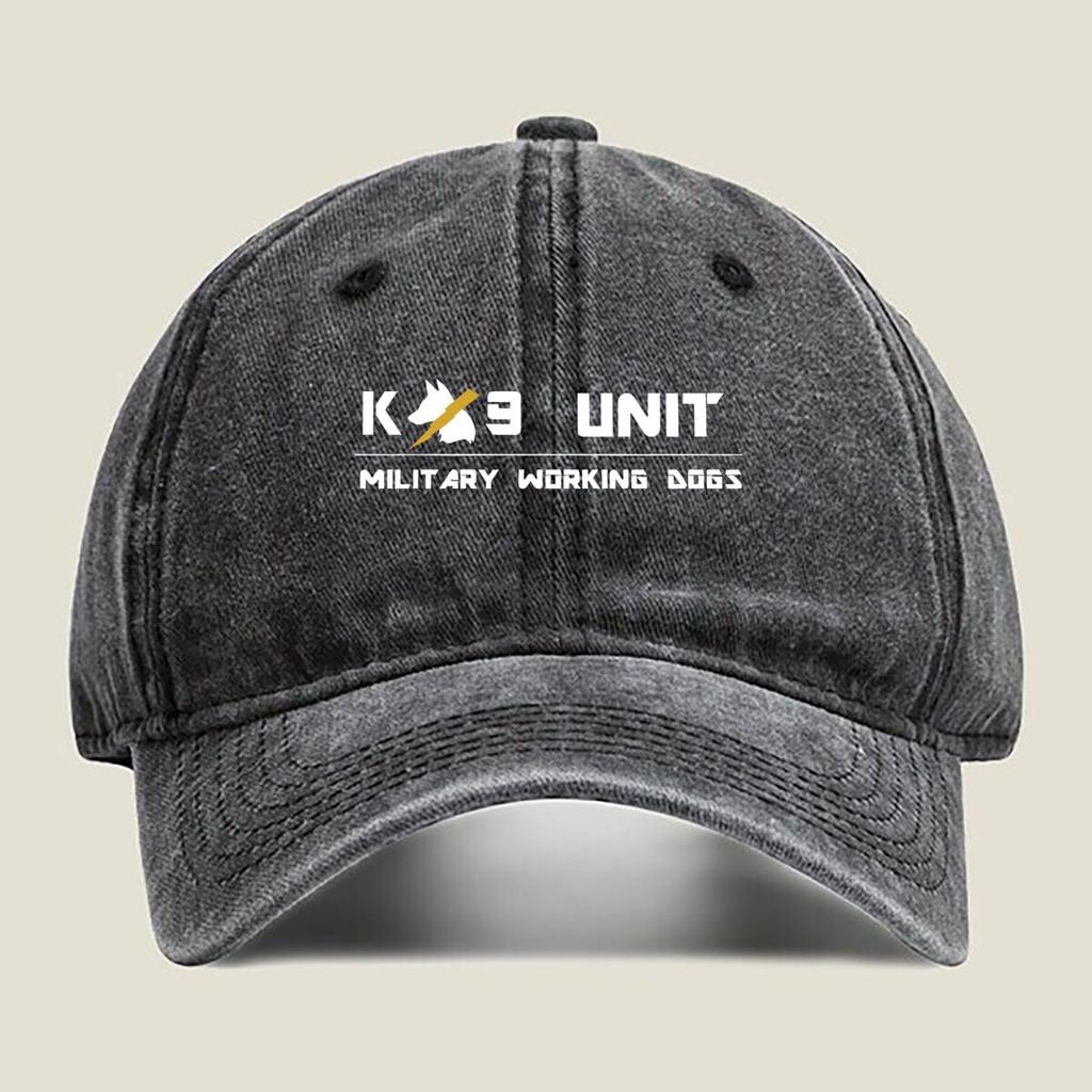 K9 Unit Military Dogs Text Fashion Washed Baseball Cap Hat Outdoor Activities