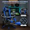 FOXSPORT Fauteuil gamer-Ergonomique Avec Support Lombaire, Appui-tête Et Repose-pied, Hauteur Réglable Inclinable 90 °-180 °-Bleu